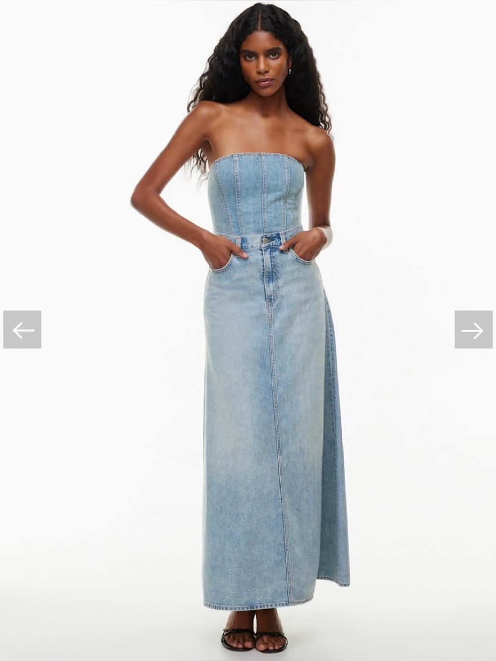 Aritzia Denim Forum Light Blue Denim A-Line Maxi Skirt (Size 27)